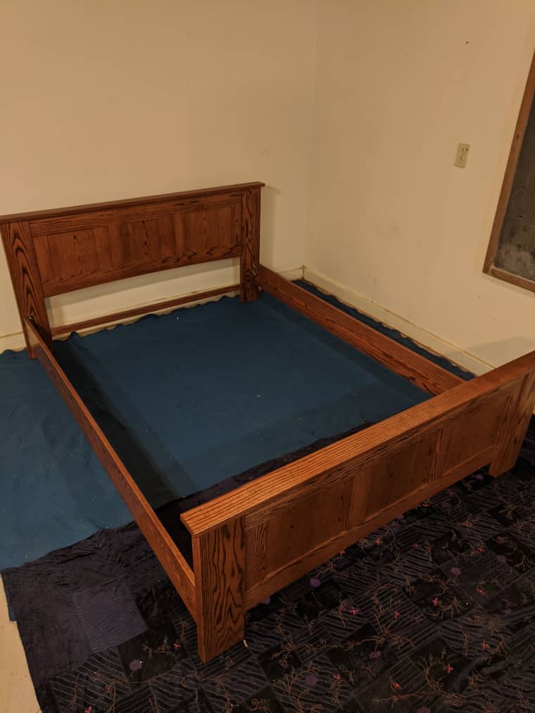The queen sized bed