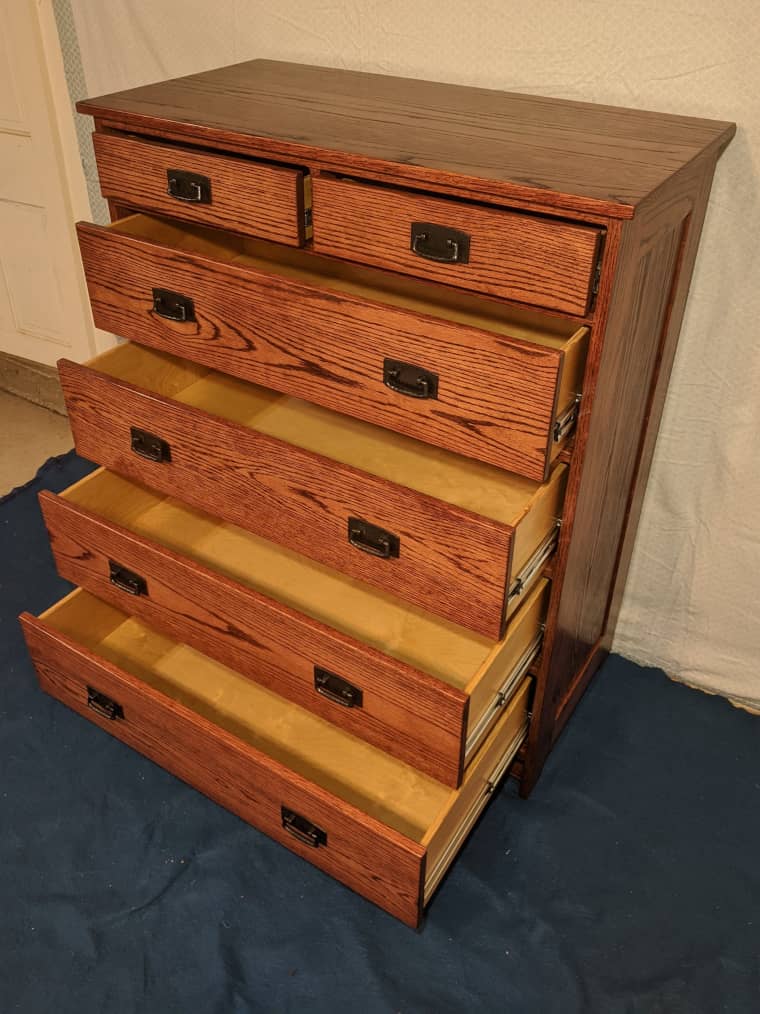 The chest with the drawers open