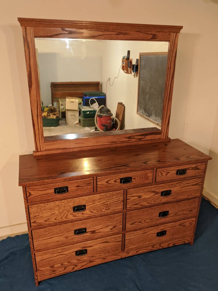 The dresser with a mirror